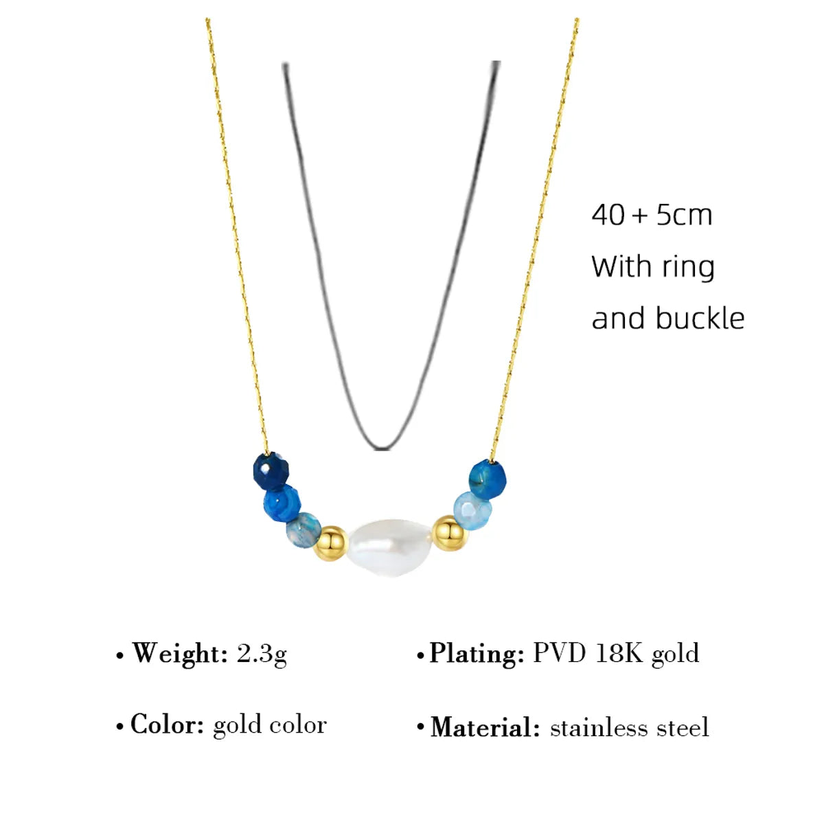 Fashion U Shape Titanium Steel Necklace Pearl Plating Stainless Steel Necklaces