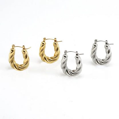 Fashion U Shape Titanium Steel Plating Hoop Earrings 1 Pair