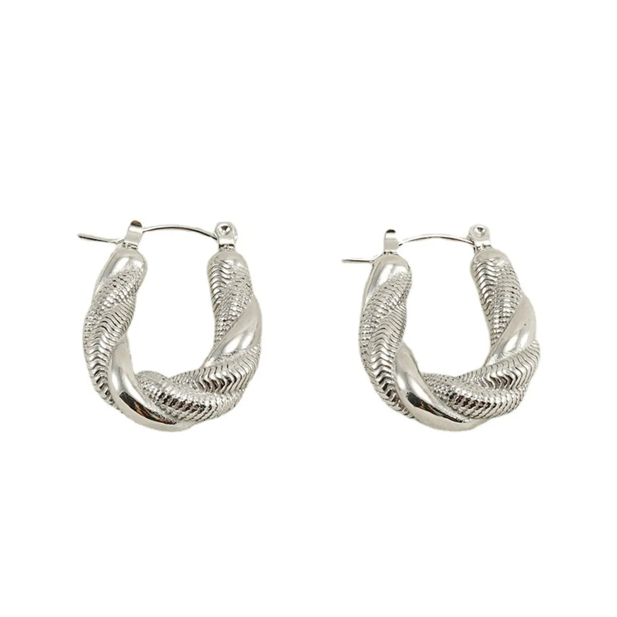 Fashion U Shape Titanium Steel Plating Hoop Earrings 1 Pair