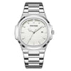 Fashion Ultrathin Men's Alloy And Stainless Steel Quartz Watch With Luminous Calendar Waterproof Round Dial
