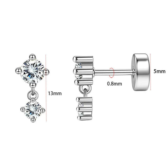 Fashion Unisex Geometric Stainless Steel Earrings With Emerald Set Zircon And Electroplating Design