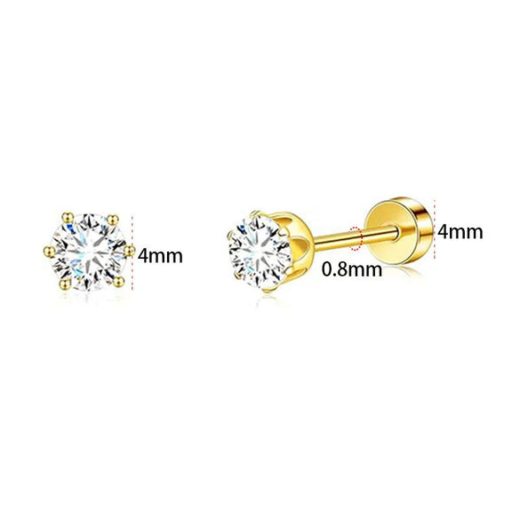 Fashion Unisex Geometric Stainless Steel Earrings With Emerald Set Zircon And Electroplating Design