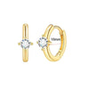 Fashion Unisex Geometric Stainless Steel Earrings With Emerald Set Zircon And Electroplating Design