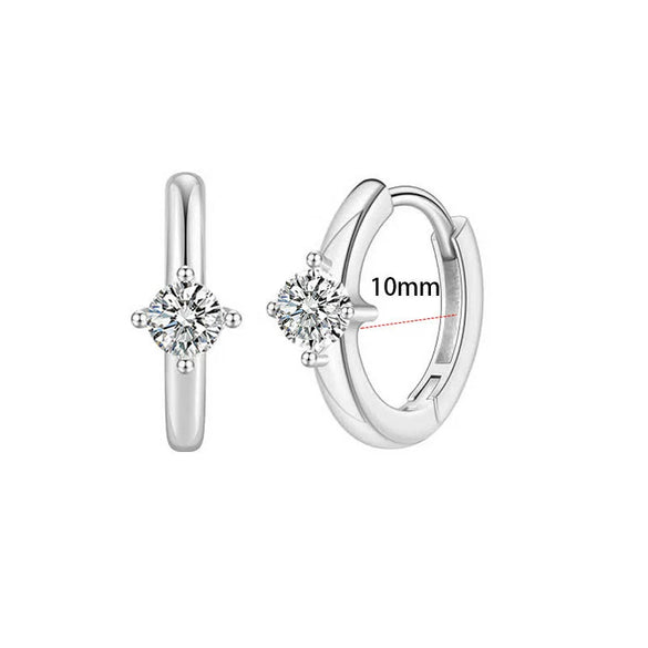 Fashion Unisex Geometric Stainless Steel Earrings With Emerald Set Zircon And Electroplating Design
