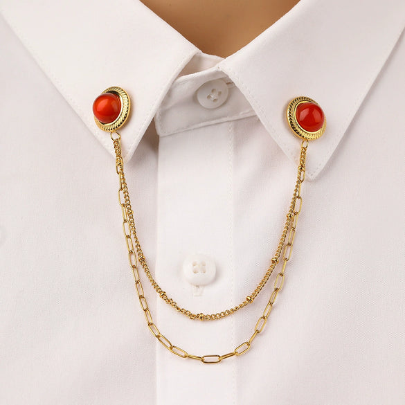 Fashion Unisex Geometric Stainless Steel Shirt Collar Pin Jewelry With Electroplating Treatment