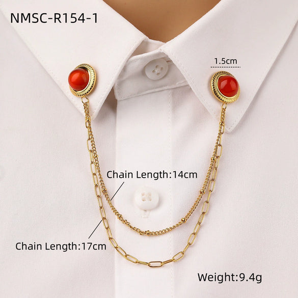 Fashion Unisex Geometric Stainless Steel Shirt Collar Pin Jewelry With Electroplating Treatment