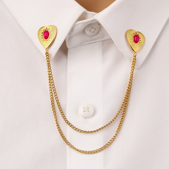 Fashion Unisex Geometric Stainless Steel Shirt Collar Pin Jewelry With Electroplating Treatment