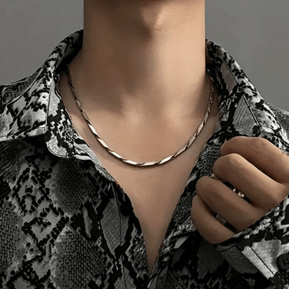 Fashion Unisex Stainless Steel And Titanium Steel Chain Necklace Hip Hop Style Electroplated