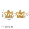 Fashion Unisex Stainless Steel Fishtail Crown Geometric Diamondencrusted Electroplated Earrings