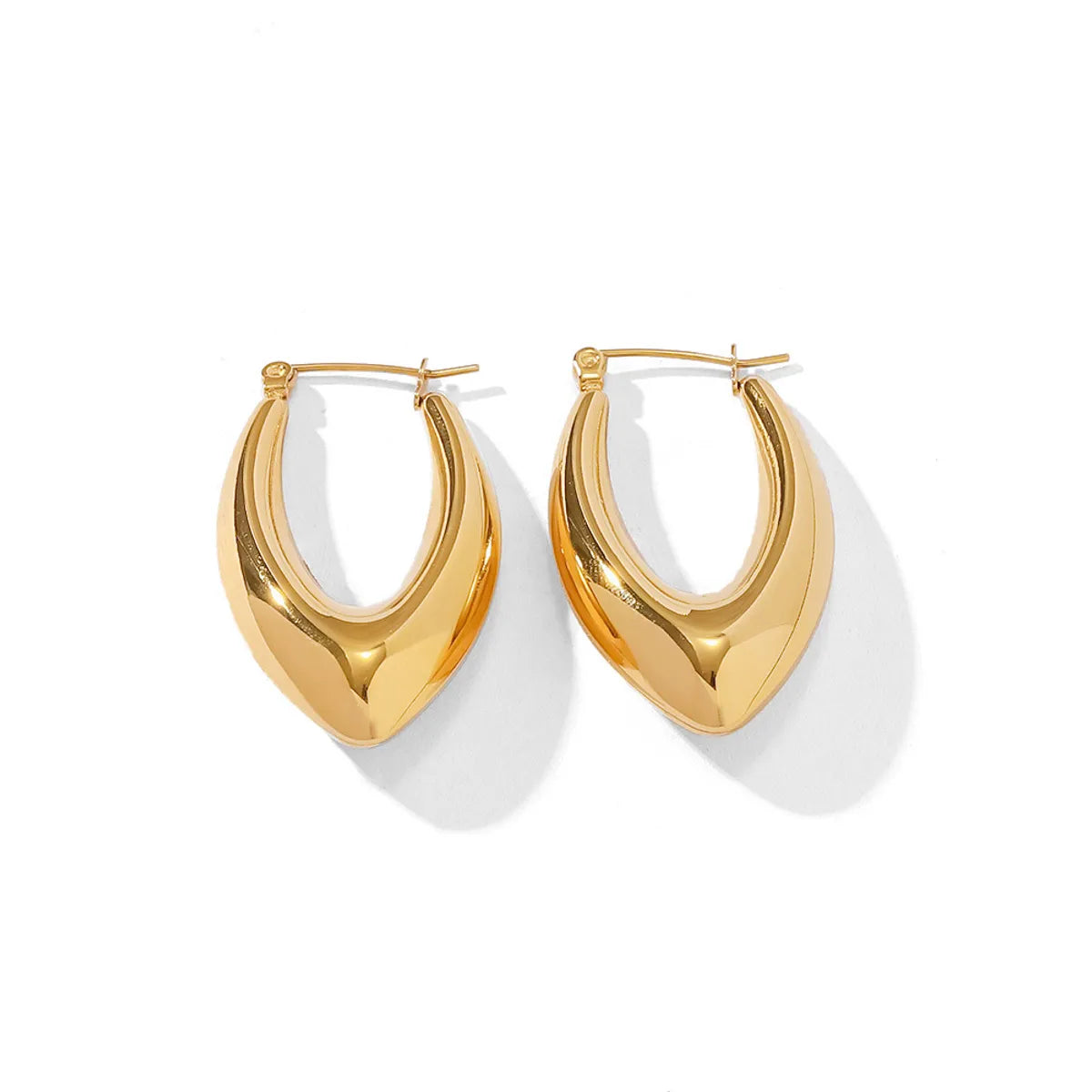 Fashion V Shape Stainless Steel Earrings Gold Plated Stainless Steel Earrings