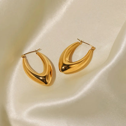 Fashion V Shape Stainless Steel Earrings Gold Plated Stainless Steel Earrings