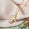 Fashion Vintage Copper 18K Gold Plated Geometric Cross Pendant Necklace For Female