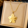 Fashion Vintage Flower Pendant Snake Bone Chain Stainless Steel Jewelry Necklace Gold Plated