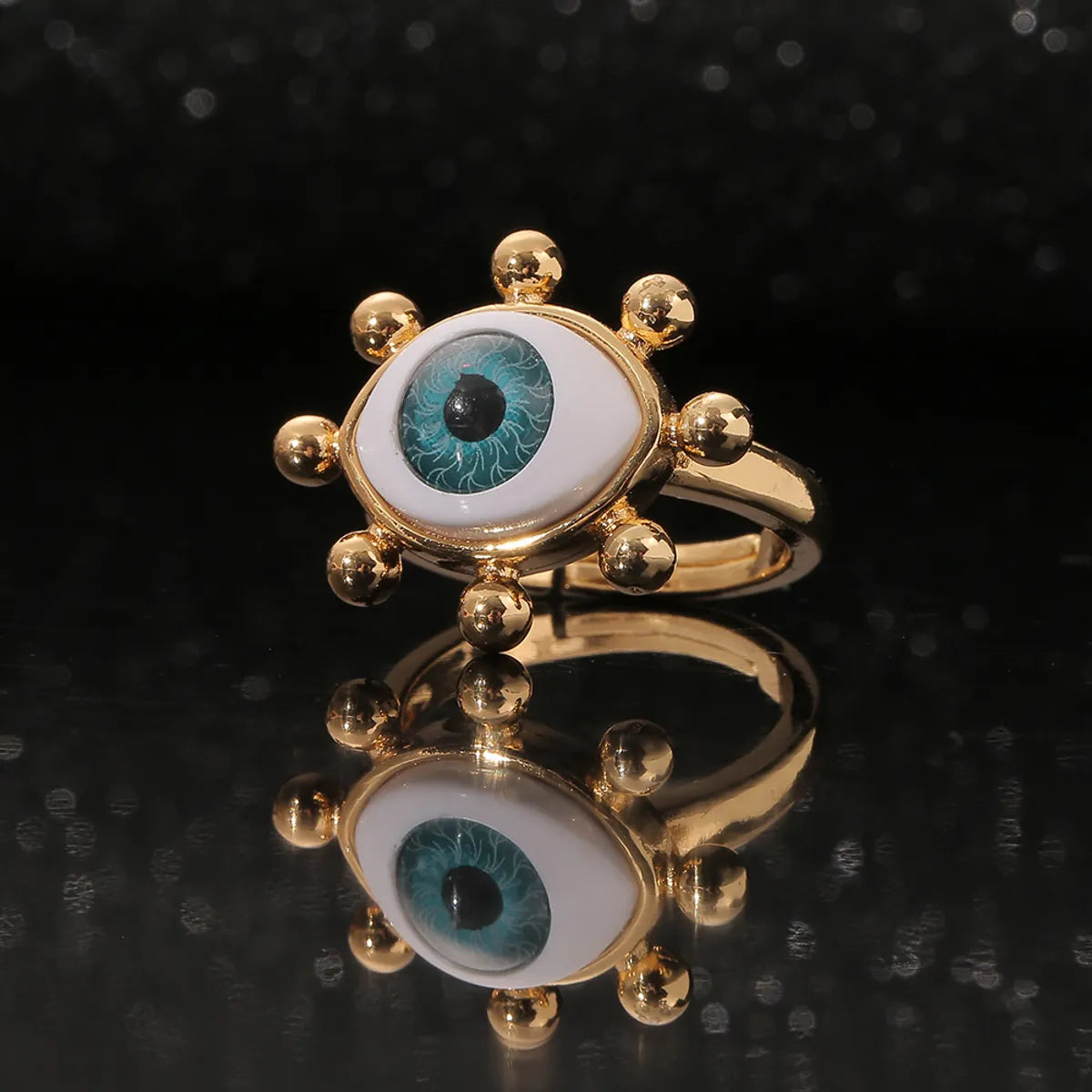 Fashion Vintage Geometric Eye Copper Inlaid Zircon Ring Wholesale Gooddiy