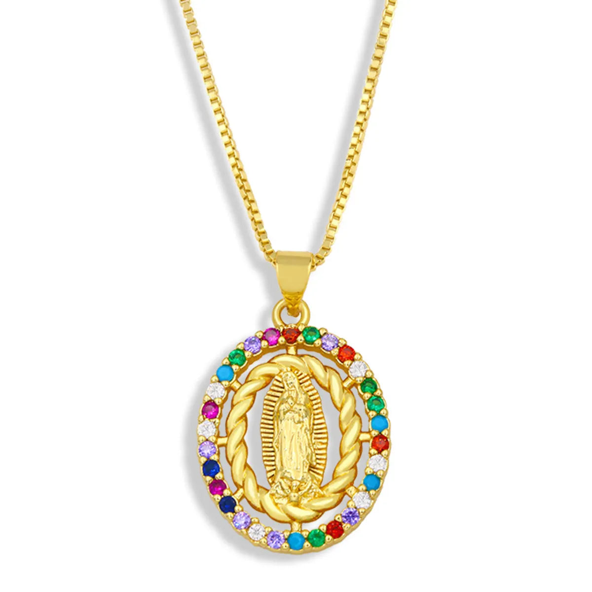 Fashion Virgin Mary Copper Inlaid Zircon Necklace Wholesale