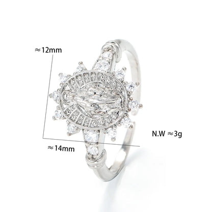 Fashion Virgin Mary Inlaid Zircon Opening Adjustable Copper Ring Wholesale Nihaojewelry