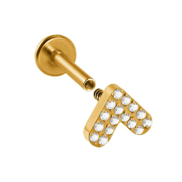 Fashion Vshaped Tulip Flower Lip Heart Shape G23 Titanium Zircon Electroplated Piercing Inner Tooth Earrings