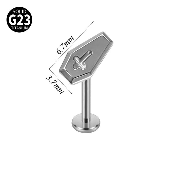 Fashion Vshaped Tulip Flower Lip Heart Shape G23 Titanium Zircon Electroplated Piercing Inner Tooth Earrings