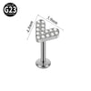 Fashion Vshaped Tulip Flower Lip Heart Shape G23 Titanium Zircon Electroplated Piercing Inner Tooth Earrings