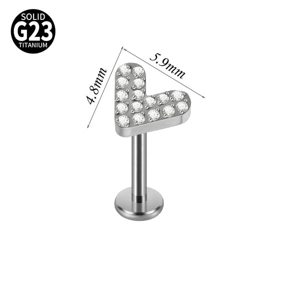 Fashion Vshaped Tulip Flower Lip Heart Shape G23 Titanium Zircon Electroplated Piercing Inner Tooth Earrings