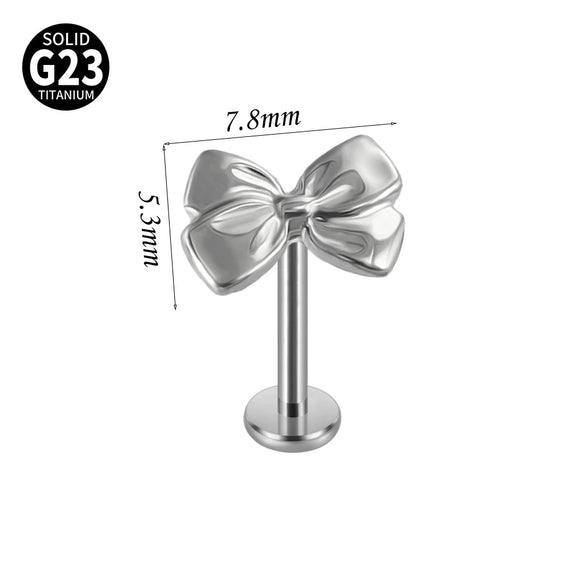 Fashion Vshaped Tulip Flower Lip Heart Shape G23 Titanium Zircon Electroplated Piercing Inner Tooth Earrings