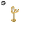 Fashion Vshaped Tulip Flower Lip Heart Shape G23 Titanium Zircon Electroplated Piercing Inner Tooth Earrings