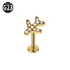 Fashion Vshaped Tulip Flower Lip Heart Shape G23 Titanium Zircon Electroplated Piercing Inner Tooth Earrings