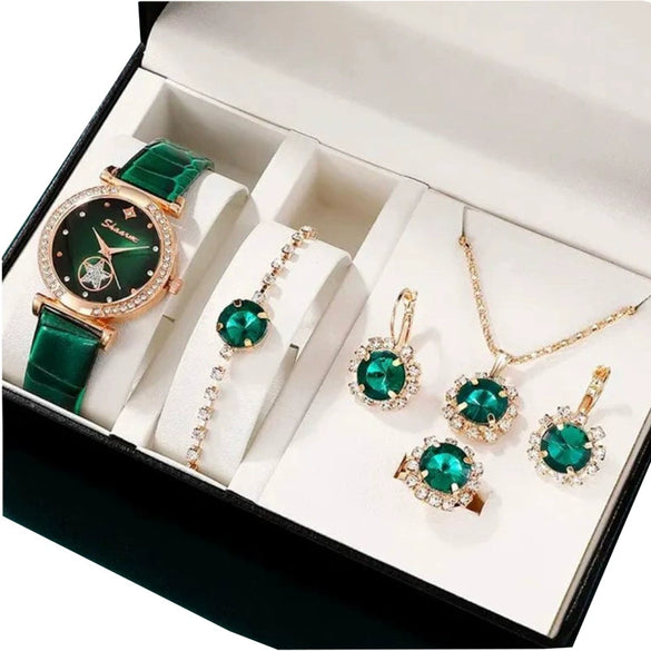 Fashion Watch Jewelry Set Alloy And Stainless Steel Round Dial