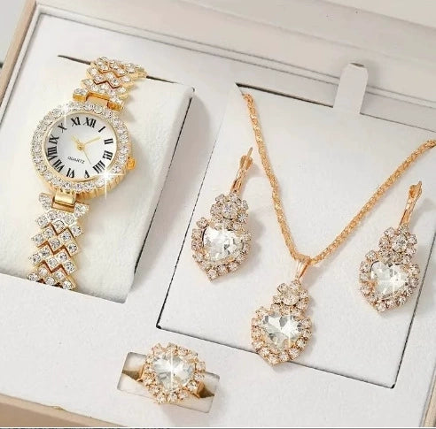 Fashion Watch Jewelry Set Alloy And Stainless Steel Round Dial