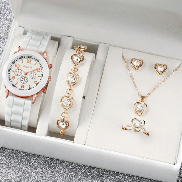 Fashion Watch Jewelry Set Alloy And Stainless Steel Round Dial