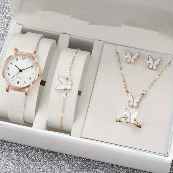 Fashion Watch Jewelry Set Alloy And Stainless Steel Round Dial