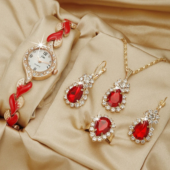 Fashion Watch Jewelry Set Alloy And Stainless Steel Round Dial