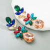 Fashion Water Droplets Alloy Inlay Rhinestones Drop Earrings