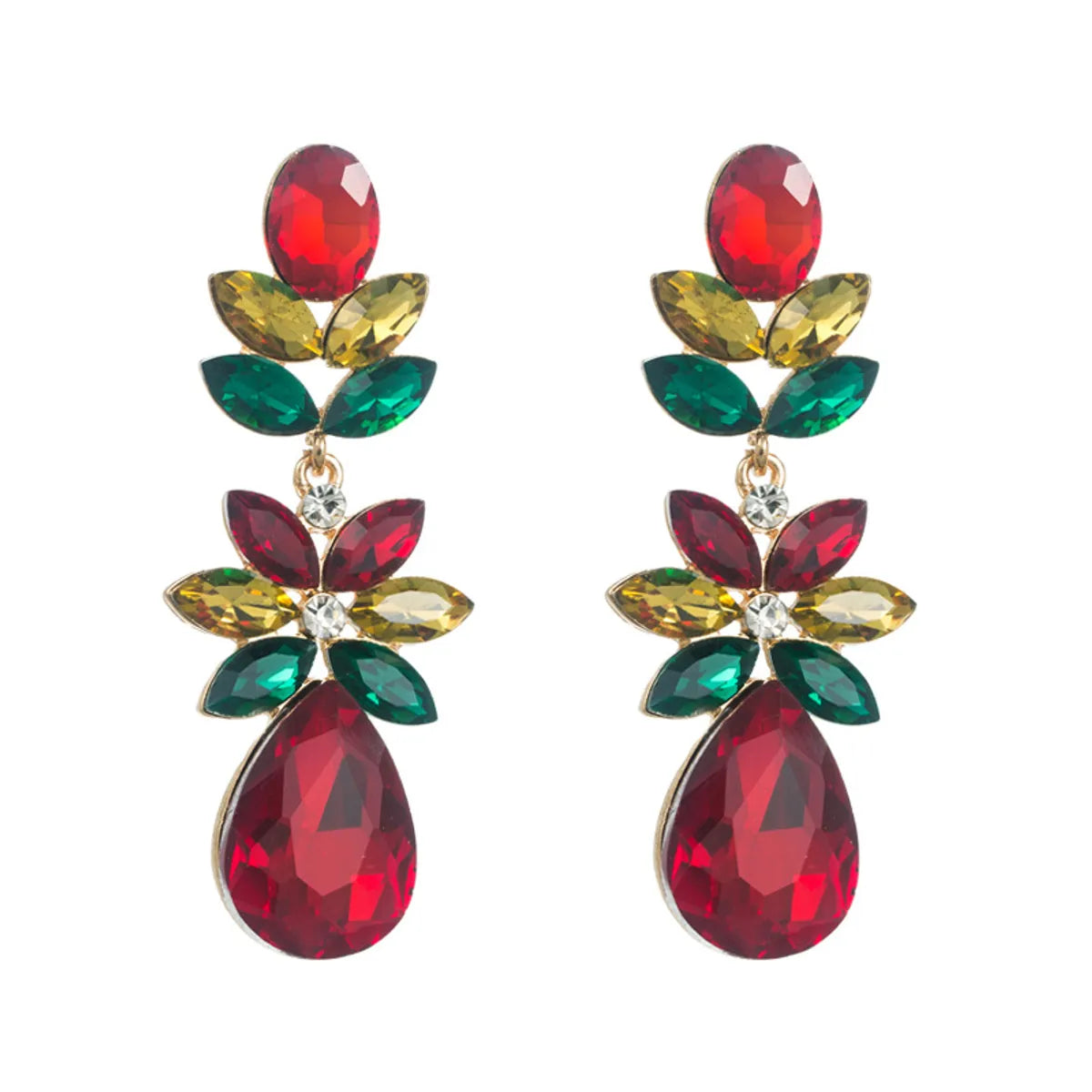 Fashion Water Droplets Alloy Inlay Rhinestones Drop Earrings