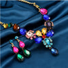 Fashion Water Droplets Alloy Inlay Rhinestones Glass Earrings Necklace 1 Set