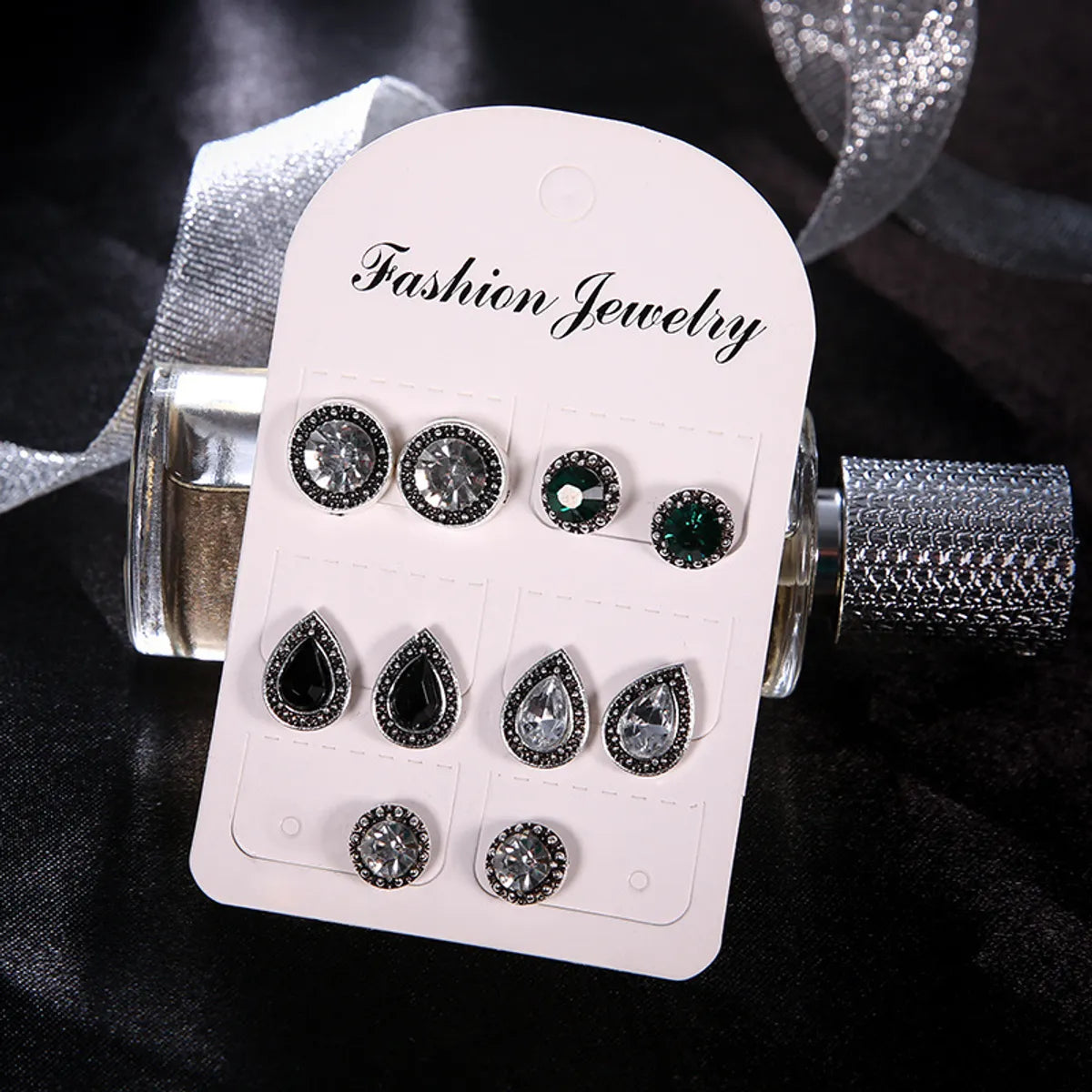 Fashion Water Droplets Alloy Plating Zircon Women's Ear Studs 1 Set