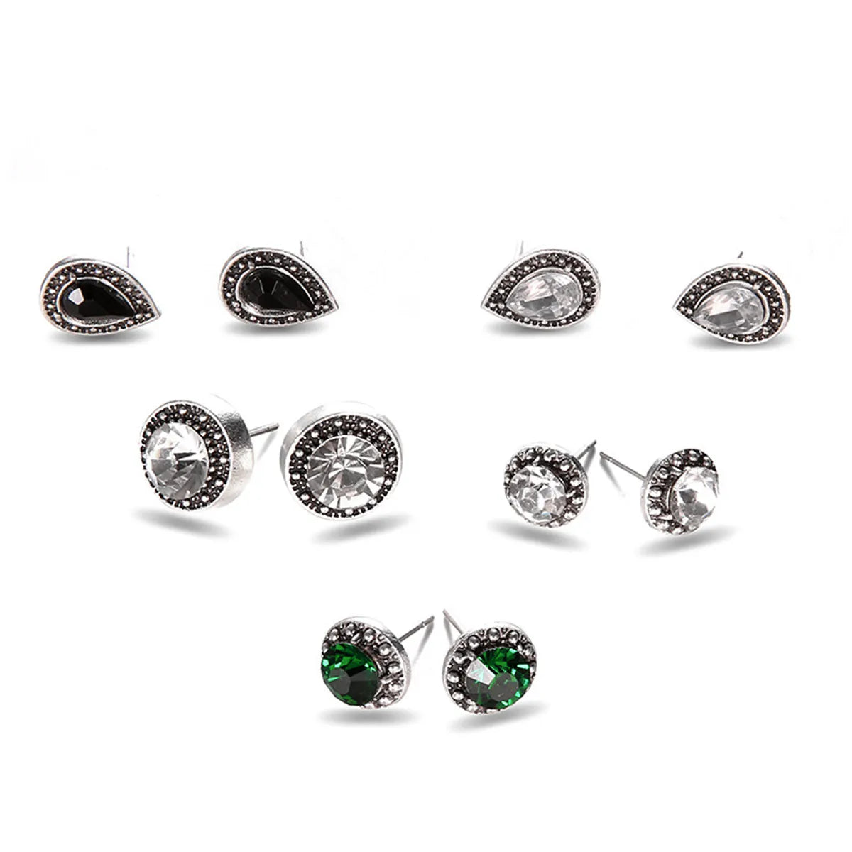 Fashion Water Droplets Alloy Plating Zircon Women's Ear Studs 1 Set