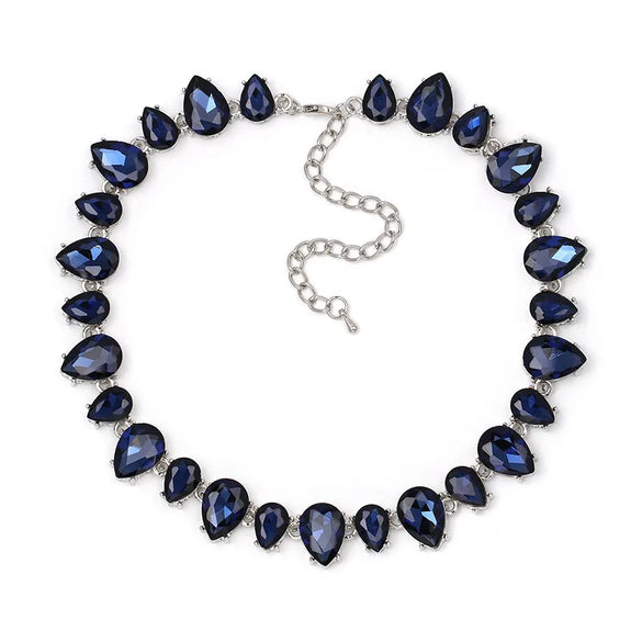 Fashion Water Droplets Alloy Rhinestone Women'S Necklace 1 Piece