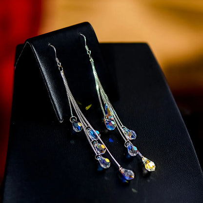 Fashion Water Droplets Artificial Crystal Plating Women'S Drop Earrings 1 Pair