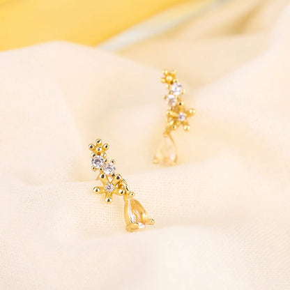 Fashion Water Droplets Copper Inlay Zircon Drop Earrings 1 Pair