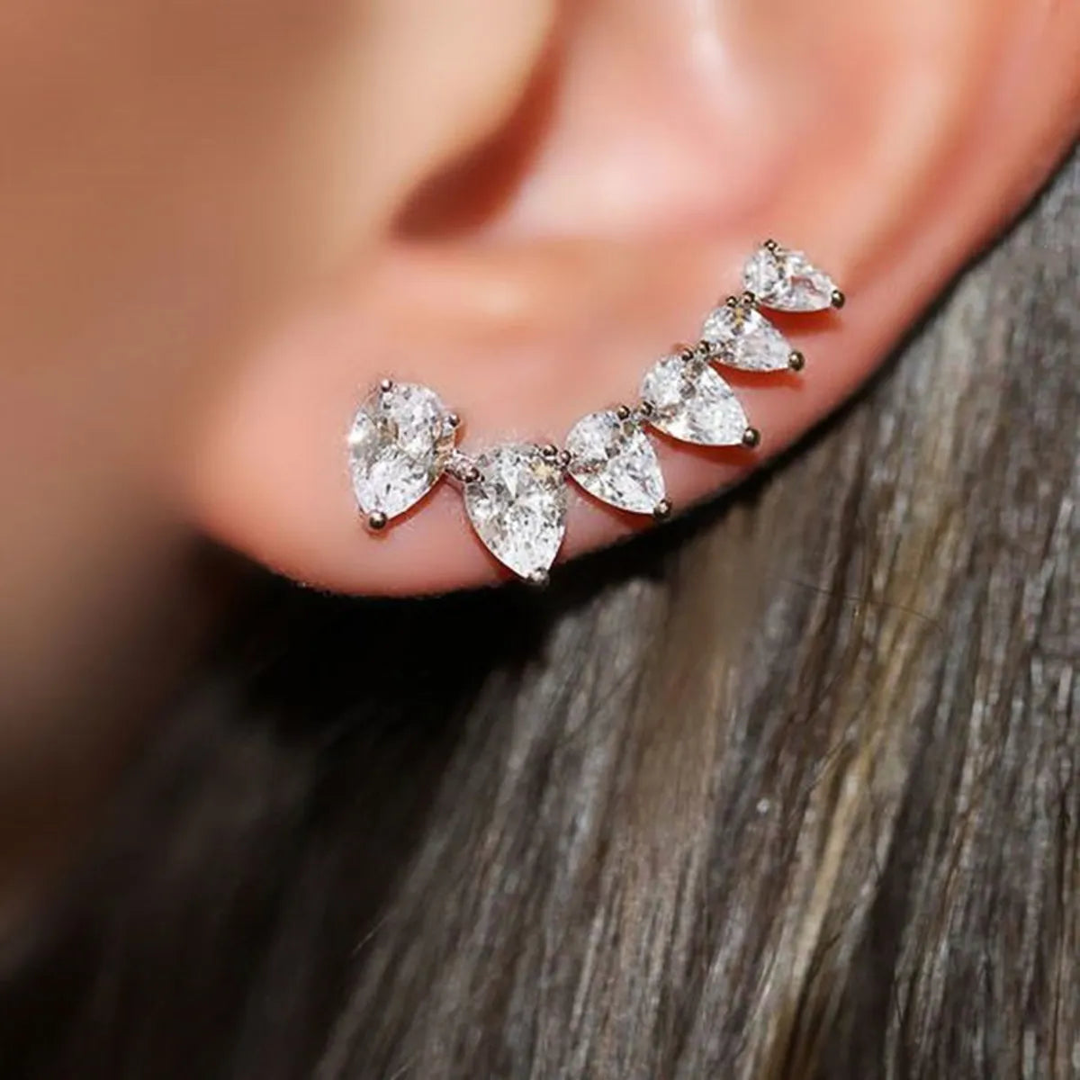 Fashion Water Droplets Copper Inlay Zircon Ear Studs 1 Pair