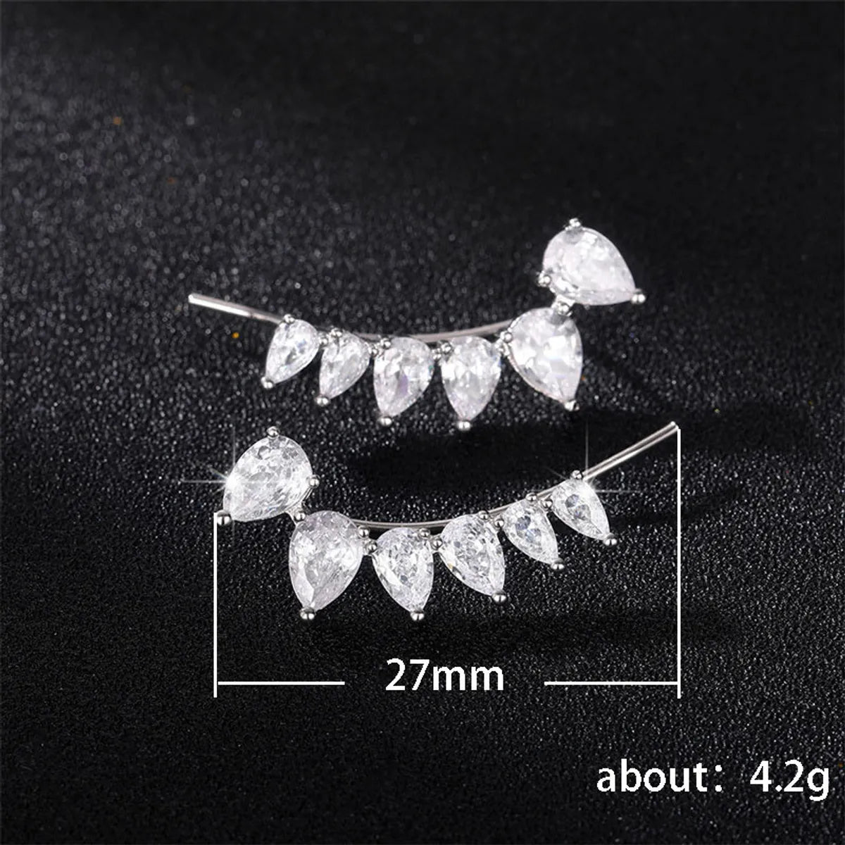 Fashion Water Droplets Copper Inlay Zircon Ear Studs 1 Pair