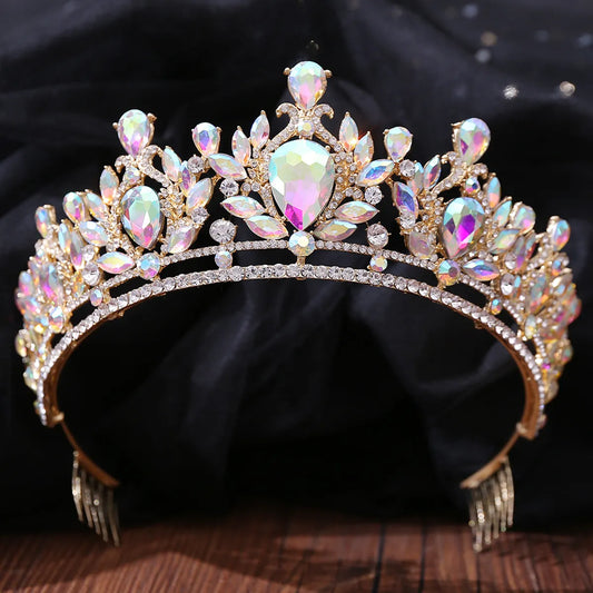 Fashion Water Droplets Crown Alloy Rhinestone Crown 1 Piece