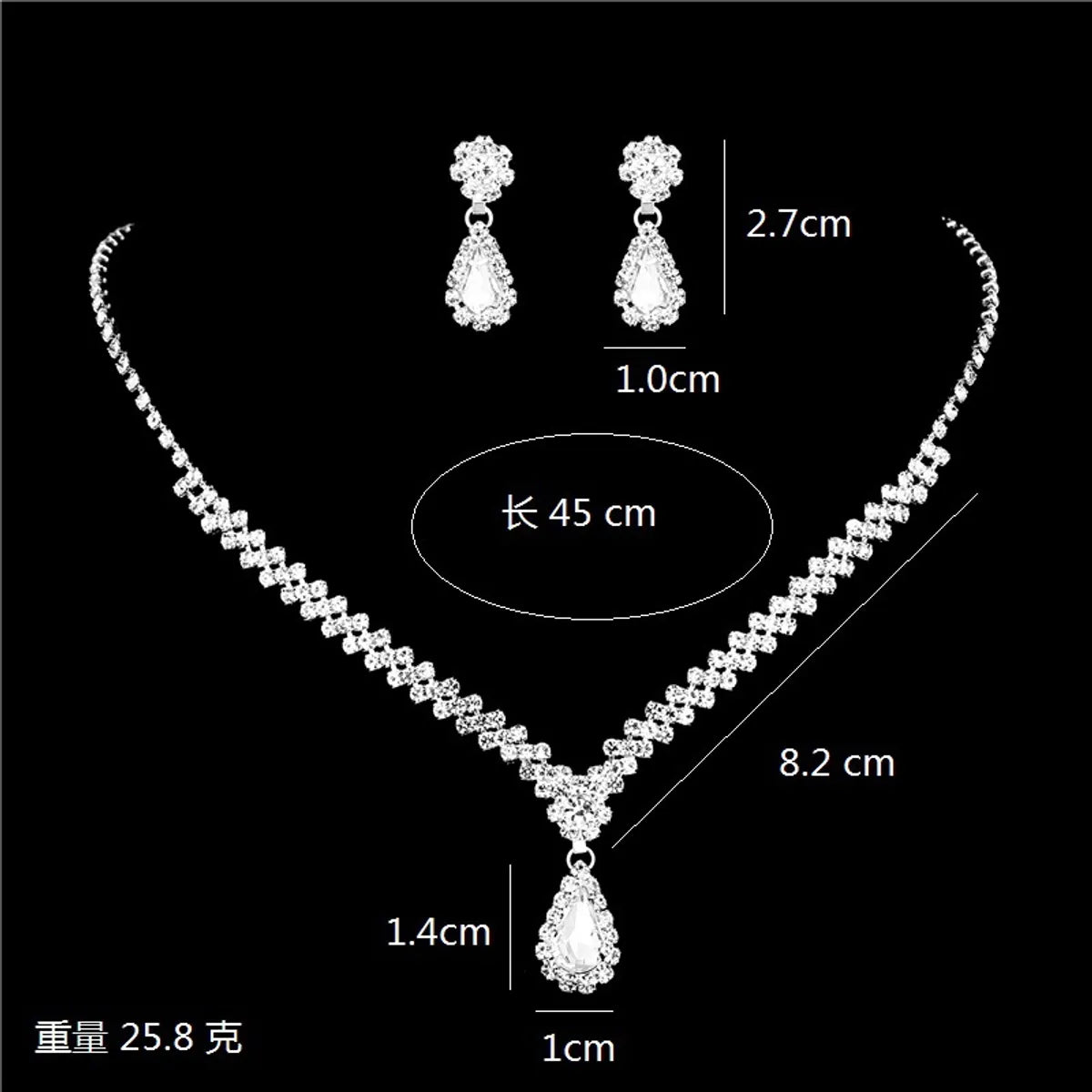 Fashion Water Droplets Flower Rhinestone Plating Rhinestone Bracelets Earrings Necklace