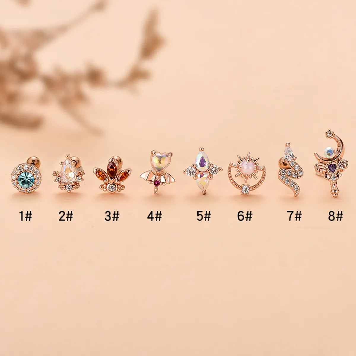 Fashion Water Droplets Flower Stainless Steel Copper Plating Inlay Zircon Ear Studs 1 Piece