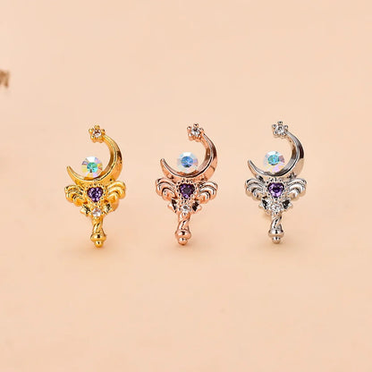 Fashion Water Droplets Flower Stainless Steel Copper Plating Inlay Zircon Ear Studs 1 Piece