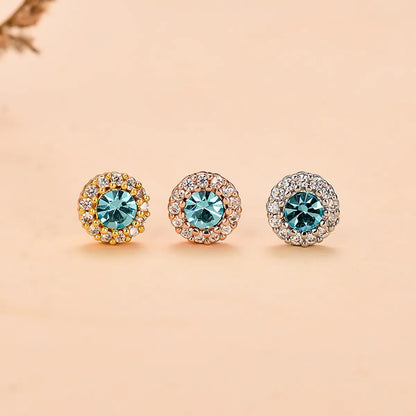 Fashion Water Droplets Flower Stainless Steel Copper Plating Inlay Zircon Ear Studs 1 Piece