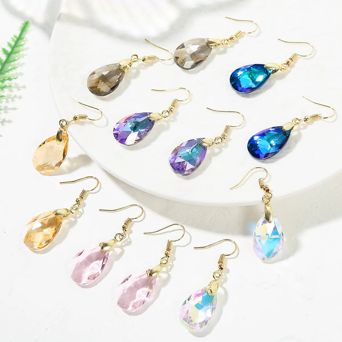 Fashion Water Droplets Heart Shape Crystal Plating Women's Drop Earrings 1 Pair