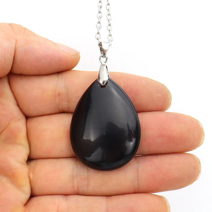 Fashion Water Droplets Natural Stone Handmade Pendant Necklace 1 Piece