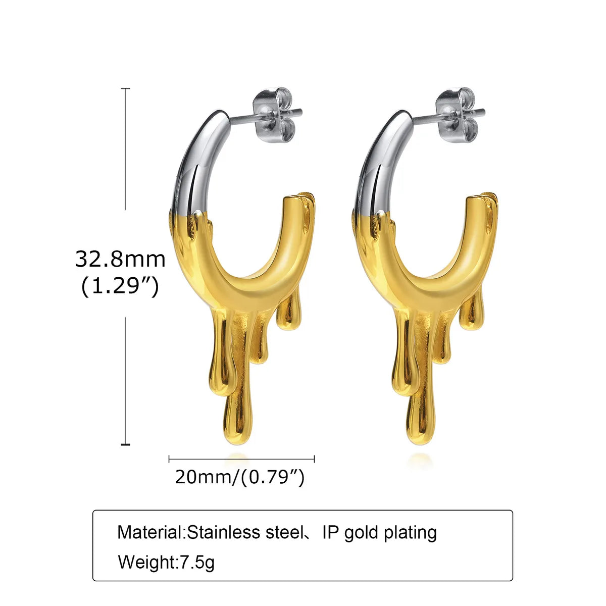 Fashion Water Droplets Stainless Steel Earrings Plating Stainless Steel Earrings